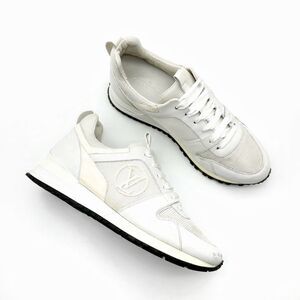 LOUIS VUITTON White Run Away Sneaker White Damier Size 39.5 LV Logo Running Shoe
